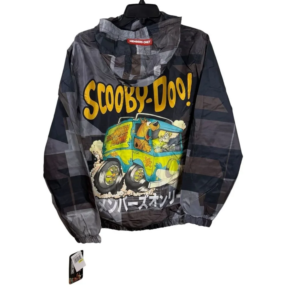 NWT Members Only Scooby Doo Windbreaker Unisex- Black & Gray Size Medium